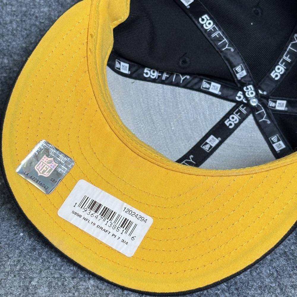 Pittsburgh Steelers Hat Cap Fitted Mens 7 3/4 Black Yellow NFL Football New Era - Picture 7 of 10
